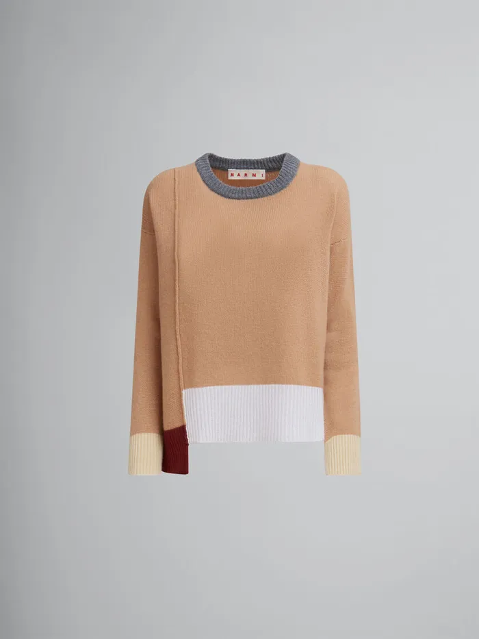Brown Colourblock Cashmere Jumper Women Marni Knitwear