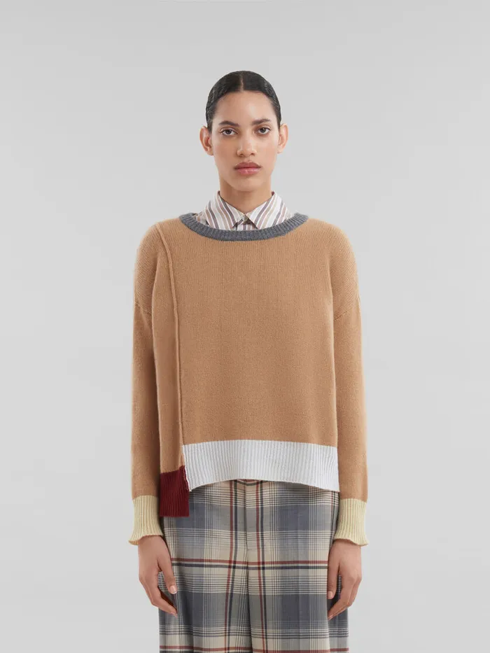 Brown Colourblock Cashmere Jumper Women Marni Knitwear