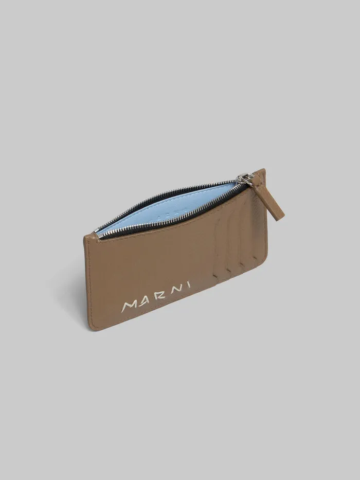 Brown Leather Card Case With Marni Mending Men Marni Wallets and Small Leather Goods