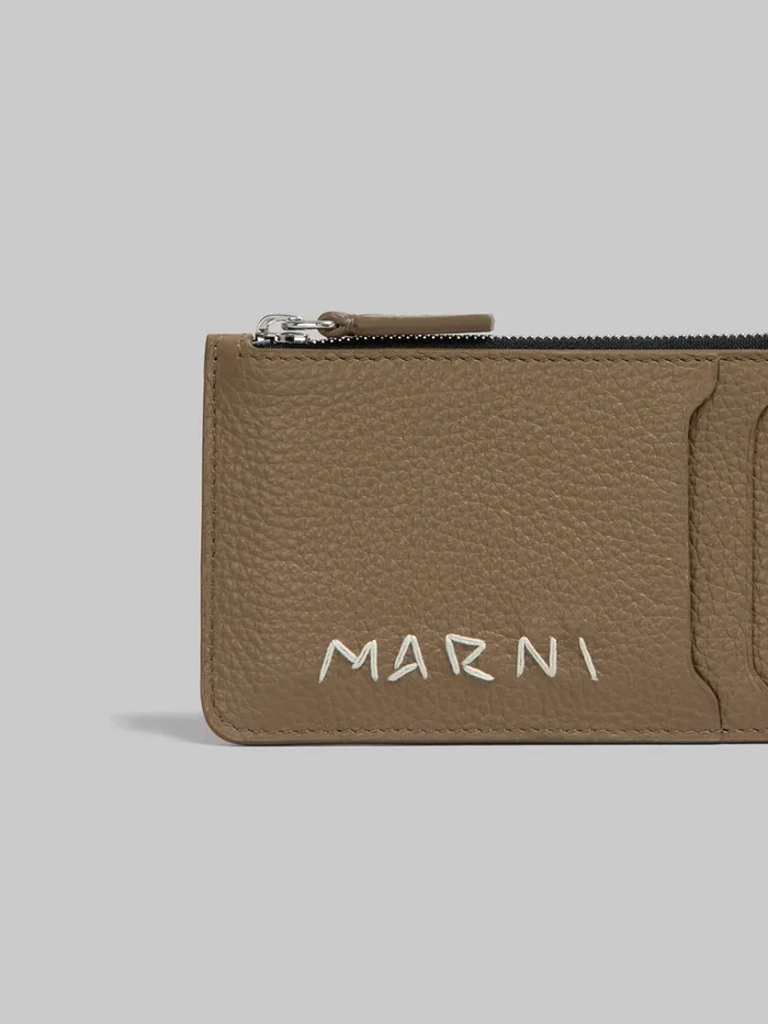 Brown Leather Card Case With Marni Mending Men Marni Wallets and Small Leather Goods