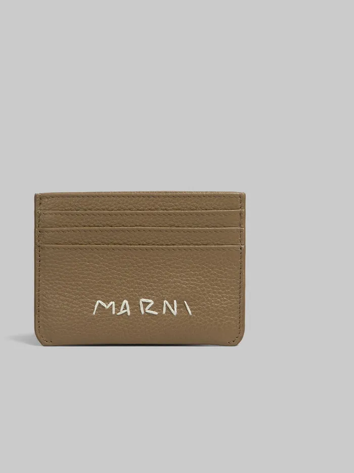 Brown Leather Cardholder With Marni Mending Men Marni Wallets and Small Leather Goods