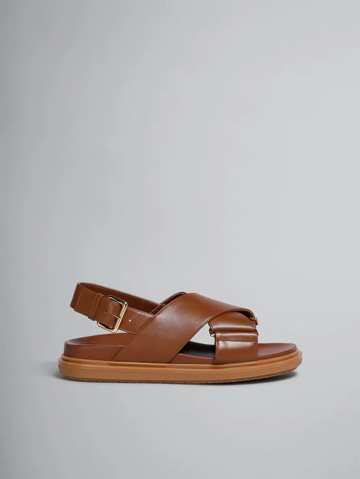 Brown Leather Fussbett Women Marni Fussbett