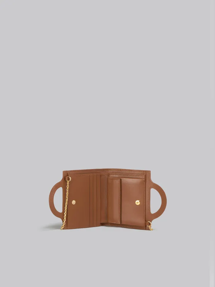 Brown Leather Tropicalia Wallet With Chain Strap Women Marni Wallets and Small Leather Goods