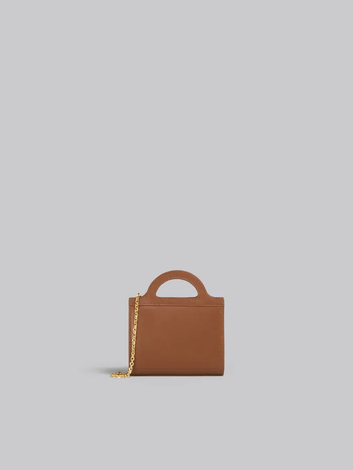 Brown Leather Tropicalia Wallet With Chain Strap Women Marni Wallets and Small Leather Goods