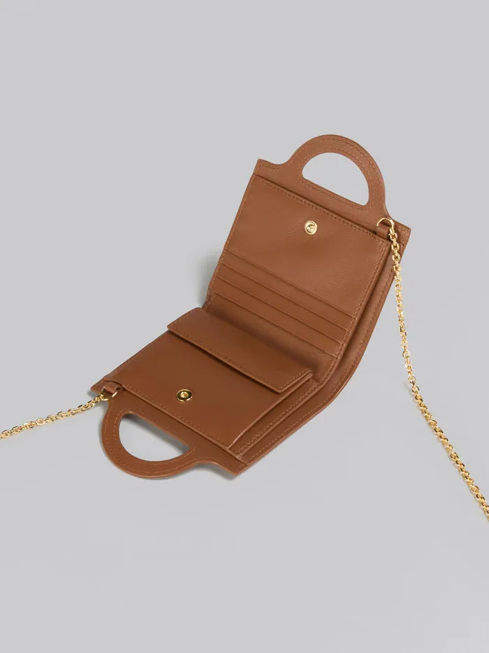 Brown Leather Tropicalia Wallet With Chain Strap Women Marni Wallets and Small Leather Goods