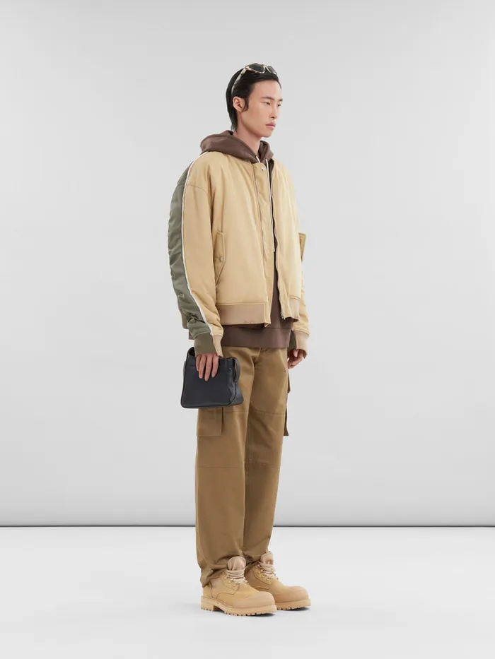 Brown Melange Cotton Hoodie With Marni Patch Men Marni Sweatshirts