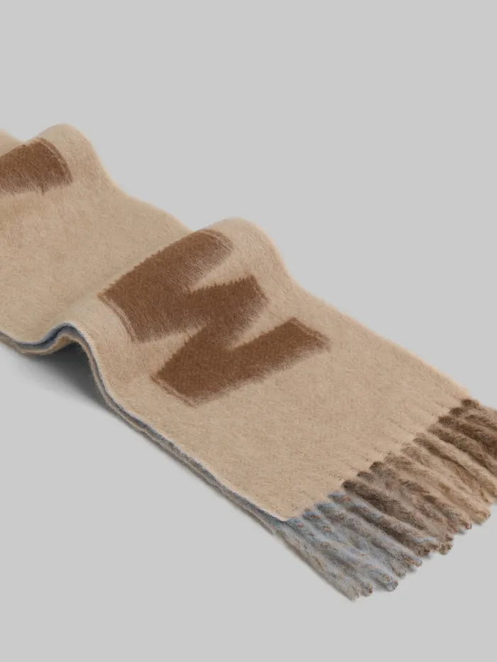 Brown Mohair And Wool Scarf With Maxi Logo Women Marni Scarves