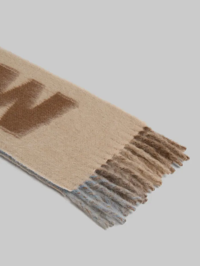 Brown Mohair And Wool Scarf With Maxi Logo Women Marni Scarves