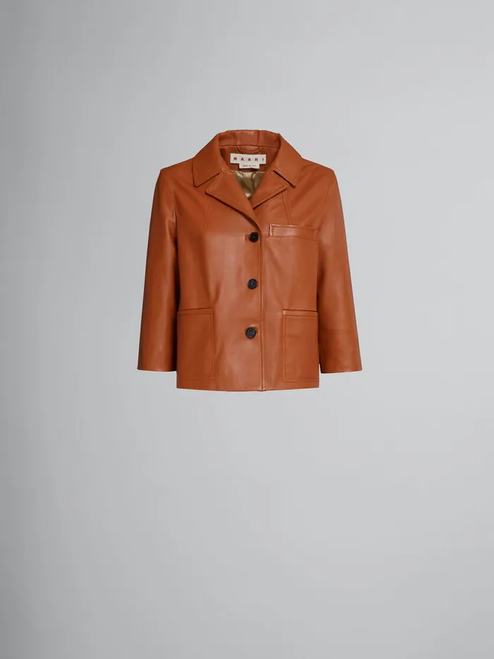 Brown Nappa Leather Jacket Women Marni Coats and Jackets