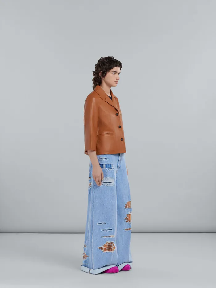 Brown Nappa Leather Jacket Women Marni Coats and Jackets