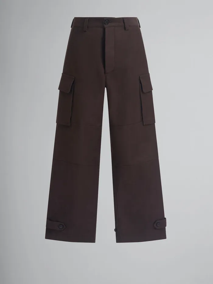 Brown Organic Cotton Cargo Trousers Men Marni Pants