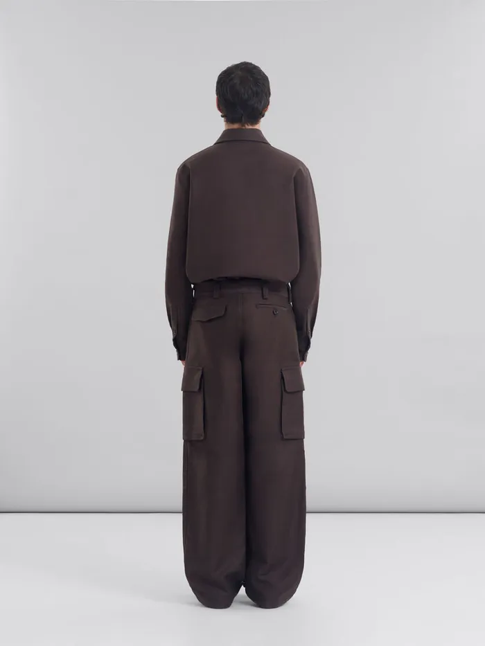 Brown Organic Cotton Cargo Trousers Men Marni Pants
