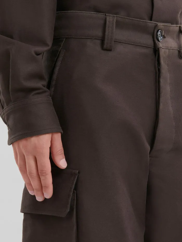 Brown Organic Cotton Cargo Trousers Men Marni Pants
