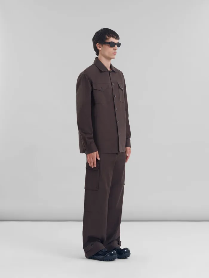 Brown Organic Cotton Cargo Trousers Men Marni Pants
