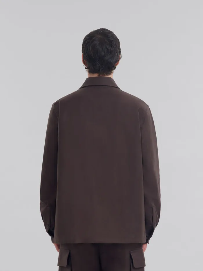 Brown Organic Cotton Satin Shirt Men Marni Tops and TShirts
