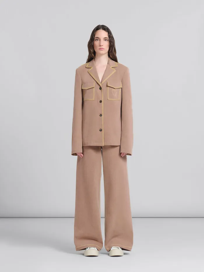 Brown Organic Denim Blazer With Contrast Stitching Women Marni Coats and Jackets Brown Organic Denim Blazer With Contrast Stitching Women Marni Coats and Jackets