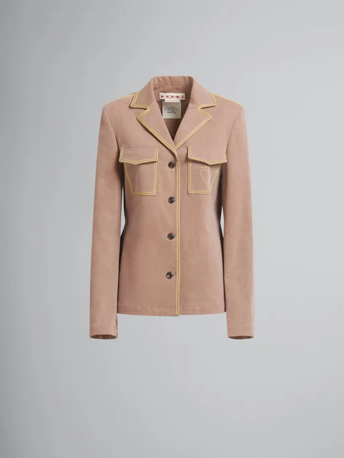 Brown Organic Denim Blazer With Contrast Stitching Women Marni Coats and Jackets