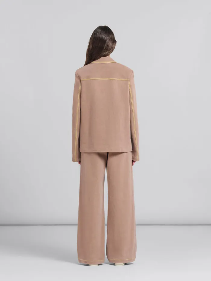 Brown Organic Denim Blazer With Contrast Stitching Women Marni Coats and Jackets