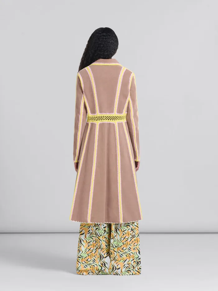 Brown Organic Denim Coat With Crochet Details Women Marni Coats and Jackets