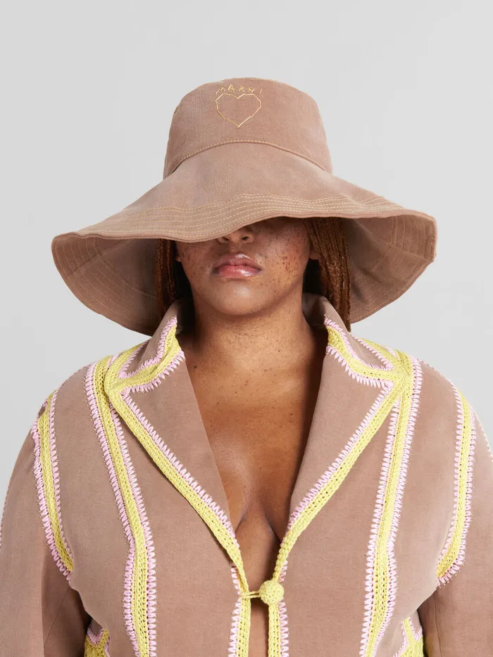 Brown Organic Denim Hat Women Marni Hats