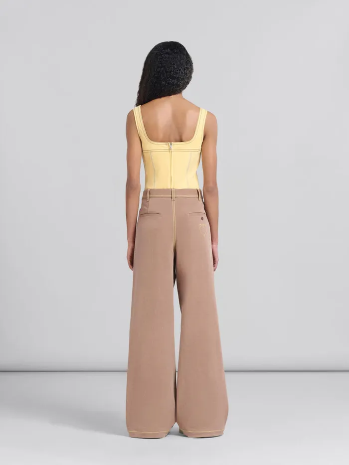Brown Organic Denim Trousers With Contrast Stitching Women Marni Pants