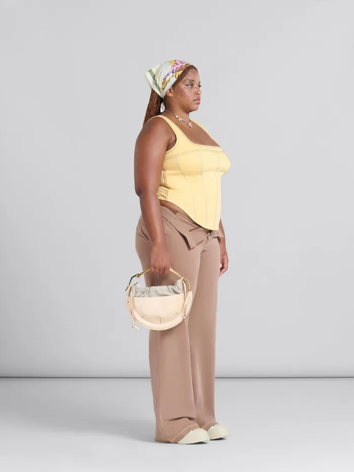 Brown Organic Denim Trousers With Contrast Stitching Women Marni Pants