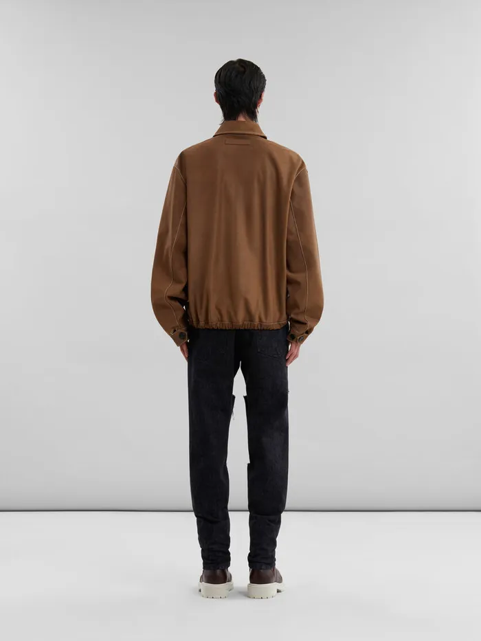 Brown Suede And Leather Patchwork Jacket Men Marni Coats and Jackets