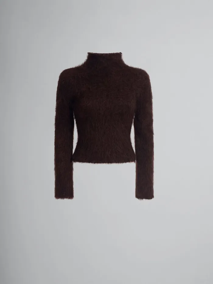Brushed Brown Mohair Turtleneck Women Marni Knitwear