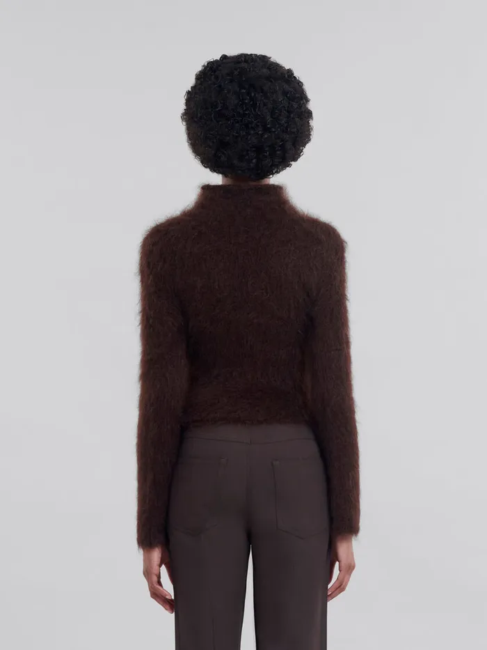 Brushed Brown Mohair Turtleneck Women Marni Knitwear