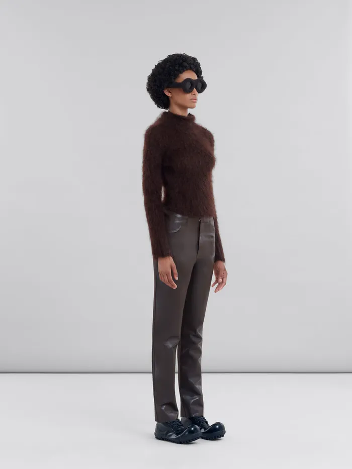 Brushed Brown Mohair Turtleneck Women Marni Knitwear