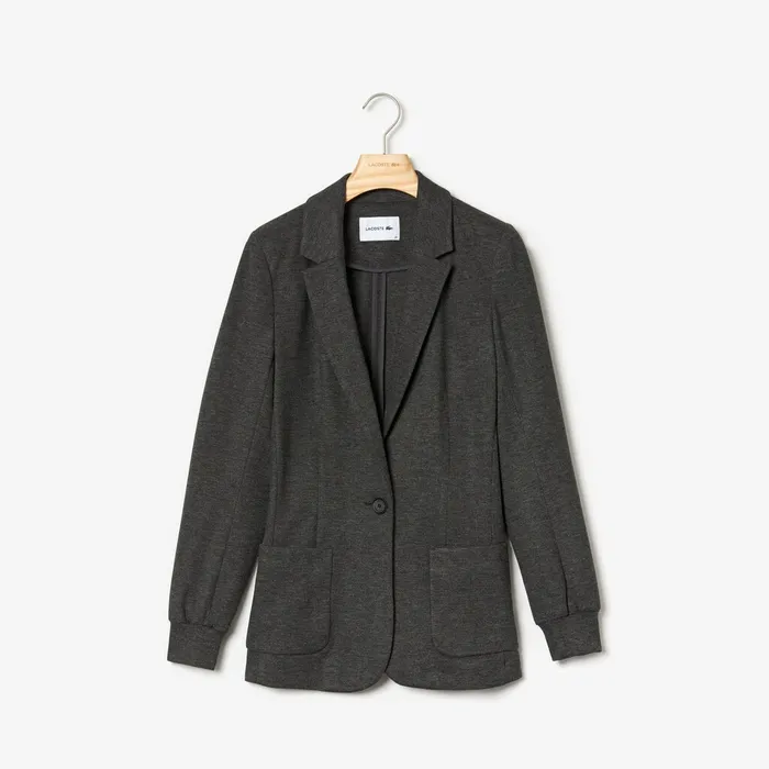 BrushedKnit Blazer Grey Chine Womens Lacoste Jackets and Coats Outlet Factory