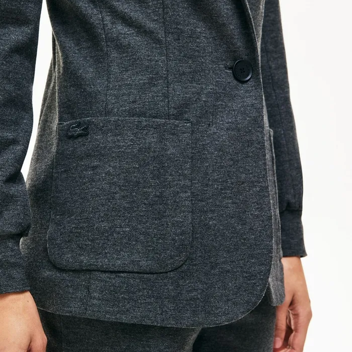 BrushedKnit Blazer Grey Chine Womens Lacoste Jackets and Coats Outlet Factory