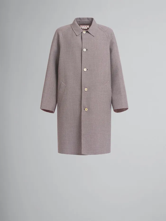 Burgundy Checked Wool Singlebreasted Coat Men Marni Coats and Jackets