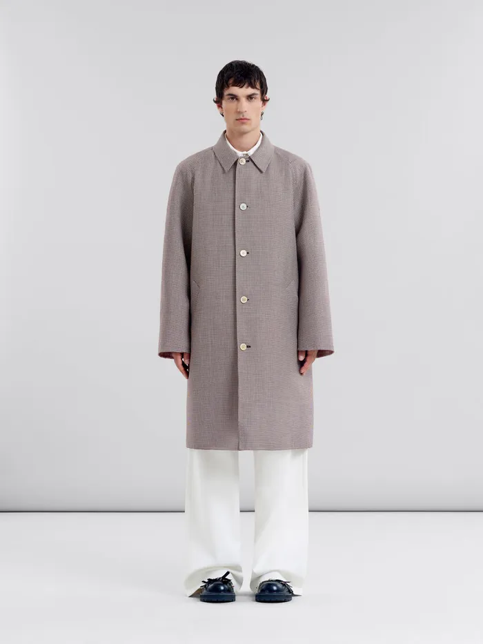 Burgundy Checked Wool Singlebreasted Coat Men Marni Coats and Jackets