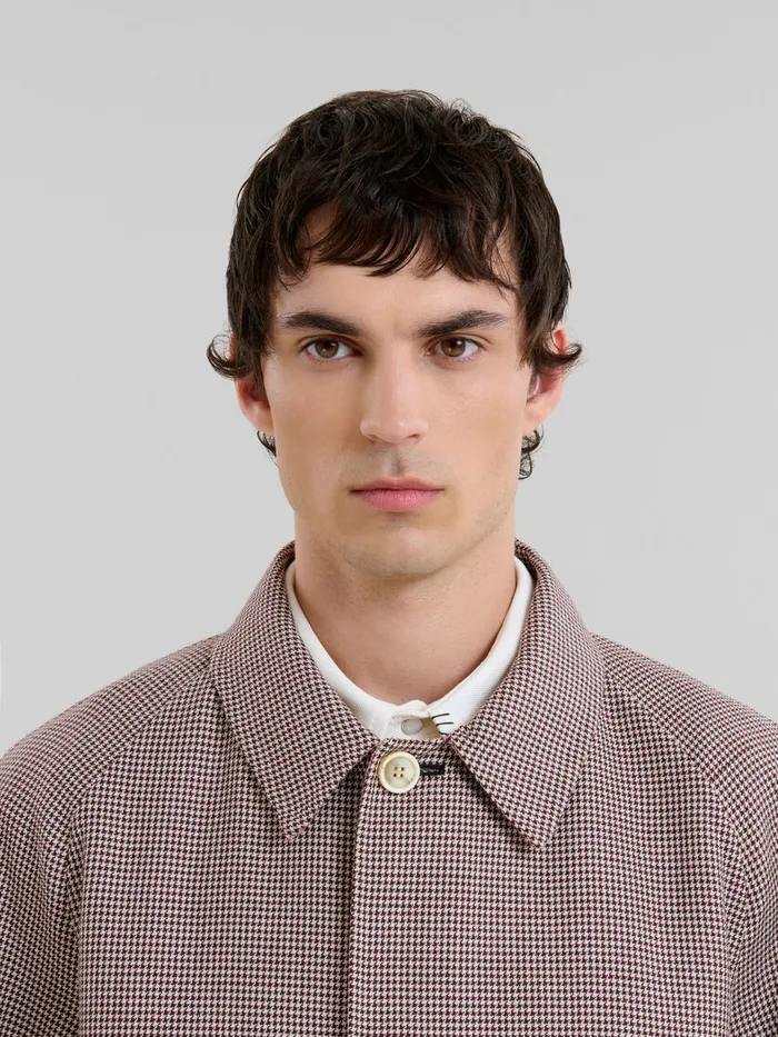 Burgundy Checked Wool Singlebreasted Coat Men Marni Coats and Jackets