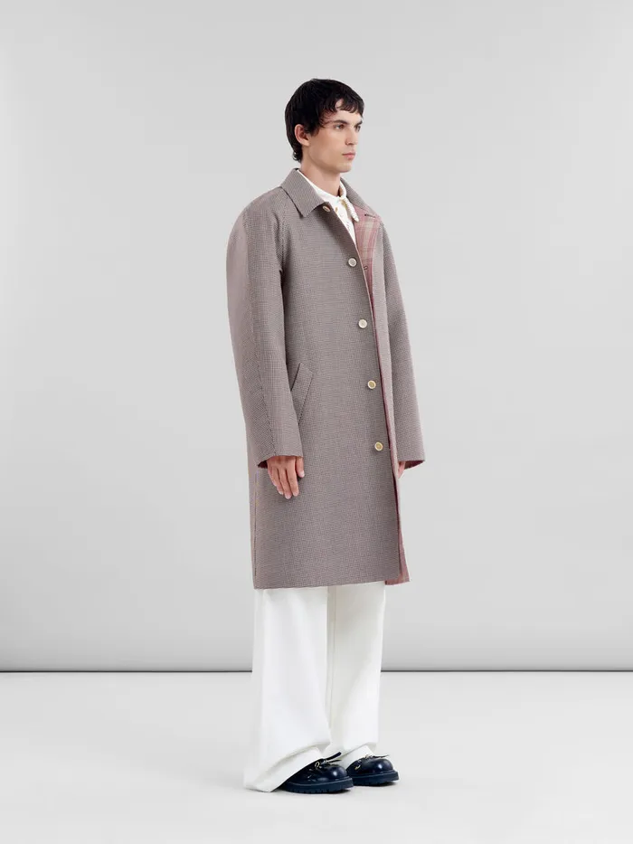 Burgundy Checked Wool Singlebreasted Coat Men Marni Coats and Jackets