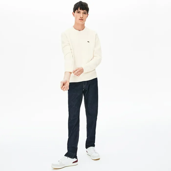 CableKnit Alpaca Blend Sweater White Mens Lacoste Sweaters Casaul