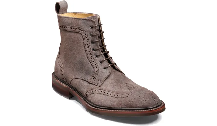 Calder 8211 Grey Suede Mens Barker Shoes Brogues