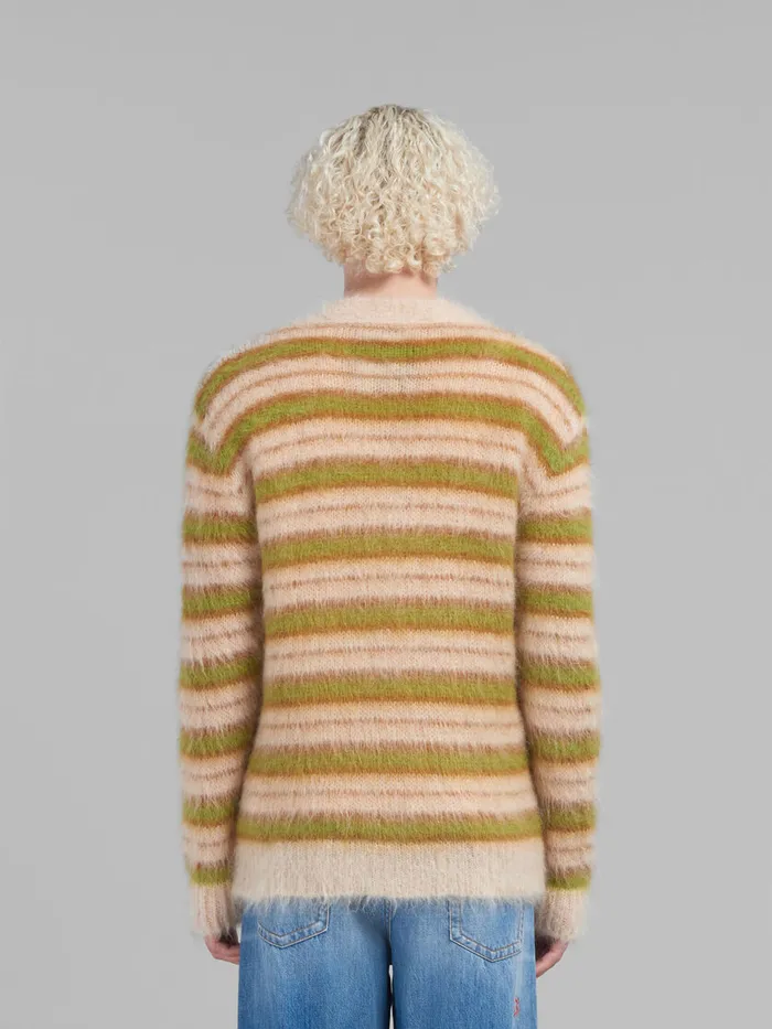 Camel Striped Mohair Cardigan Men Marni Knitwear