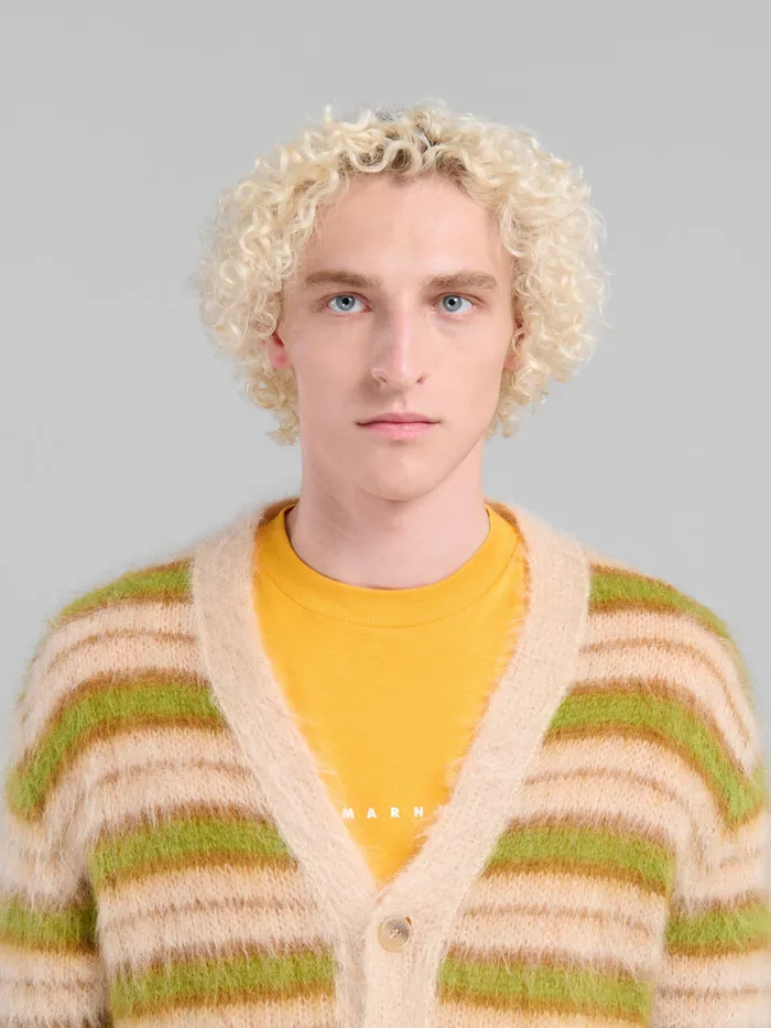 Camel Striped Mohair Cardigan Men Marni Knitwear