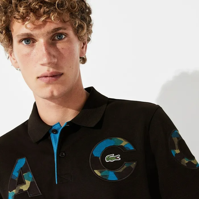 Camo Logo UltraLight Cotton Polo BlackBlueKhaki GreenBlue Mens Lacoste Polos Casaul