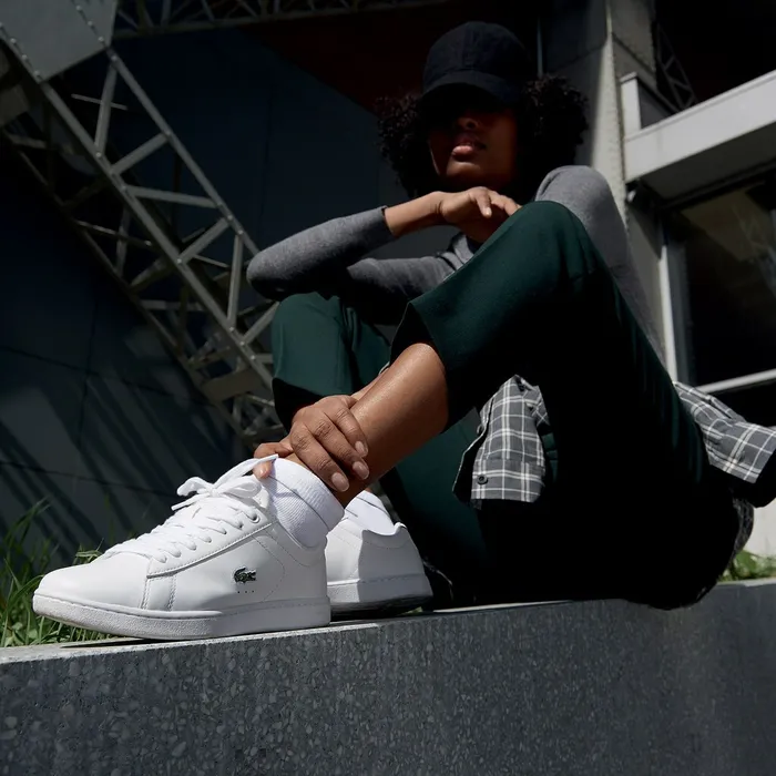 Carnaby Evo Meshlined Leather Sneakers White Womens Lacoste Sneakers For Sale Online