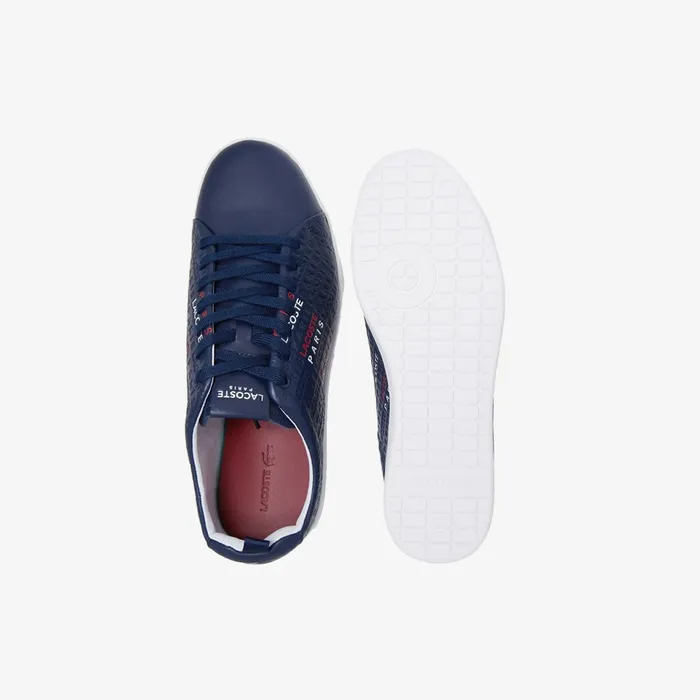 Carnaby Evo Tricolore Leather Sneakers NavyWhiteRed Mens Lacoste Sneakers Shop