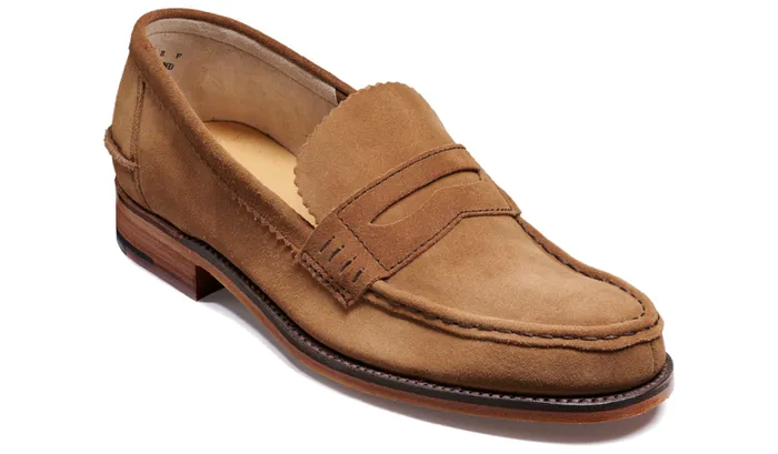 Caruso 8211 Beige Suede Mens Barker Shoes Loafers