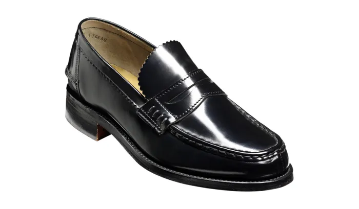 Caruso 8211 Black HiShine Mens Barker Shoes Loafers