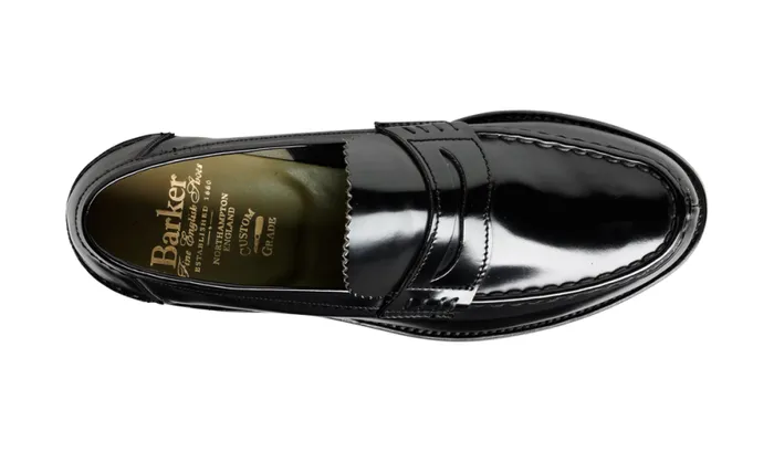 Caruso 8211 Black HiShine Mens Barker Shoes Loafers