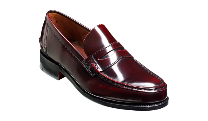 Caruso 8211 Burgundy HiShine Mens Barker Shoes Loafers