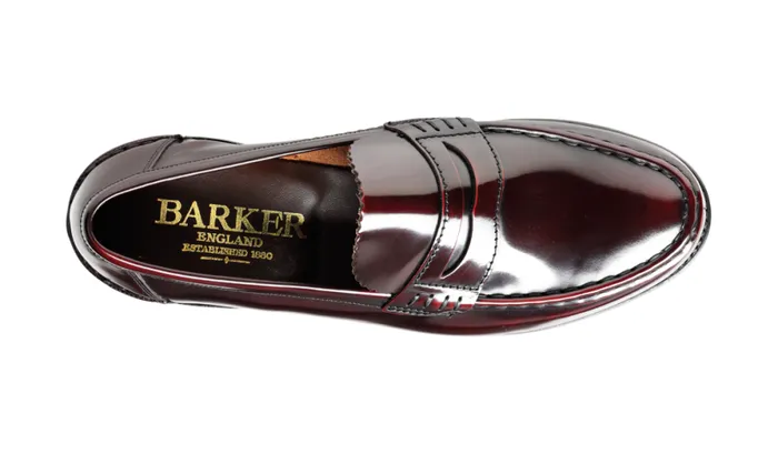 Caruso 8211 Burgundy HiShine Mens Barker Shoes Loafers