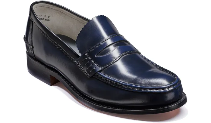 Caruso 8211 Navy HiShine Mens Barker Shoes Loafers