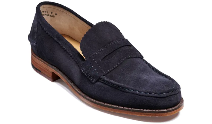 Caruso 8211 Navy Suede Mens Barker Shoes Loafers